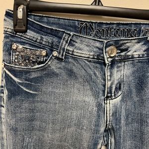 Montana Jeans Rhinestone Low Rise Y2K - Size 5/6 Embroidered Embellished/
